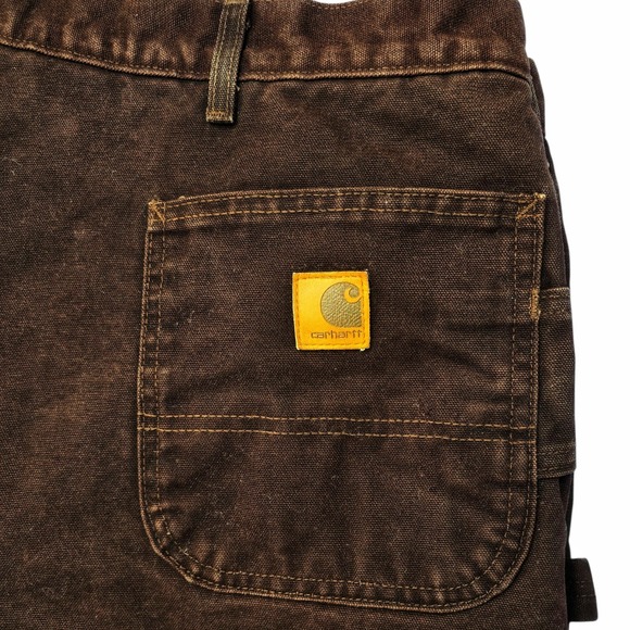 Carhartt B136 DKB Loose Fit Duck Double-Front Dungaree Quilted Lined Brown 48x30 - Picture 6 of 10